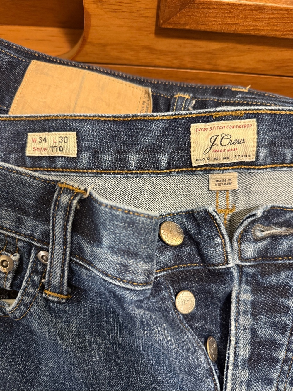 J. Crew Men’s 770 Medium Wash Selvage Jeans. 34x30